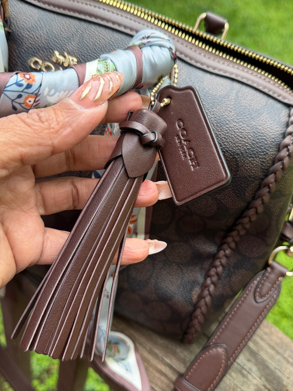 Barely used: Coach Large Rowan Braided Signature Canvas Satchel Brown - Picture 9 of 9